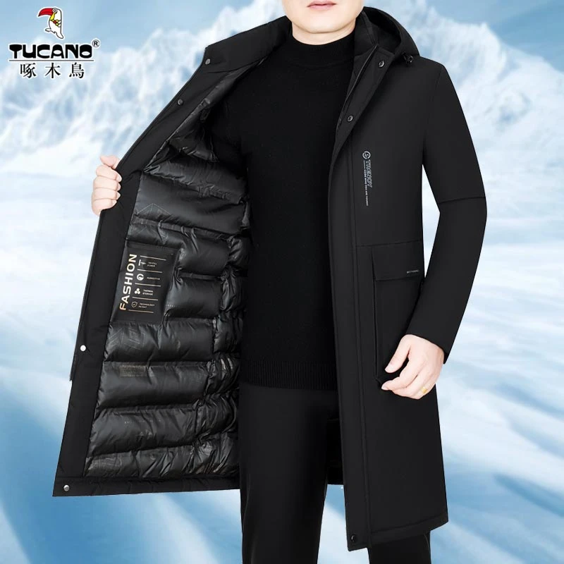 啄木鸟2025冬季新款男士休闲棉服外套青中年长款棉衣爸爸男装棉袄