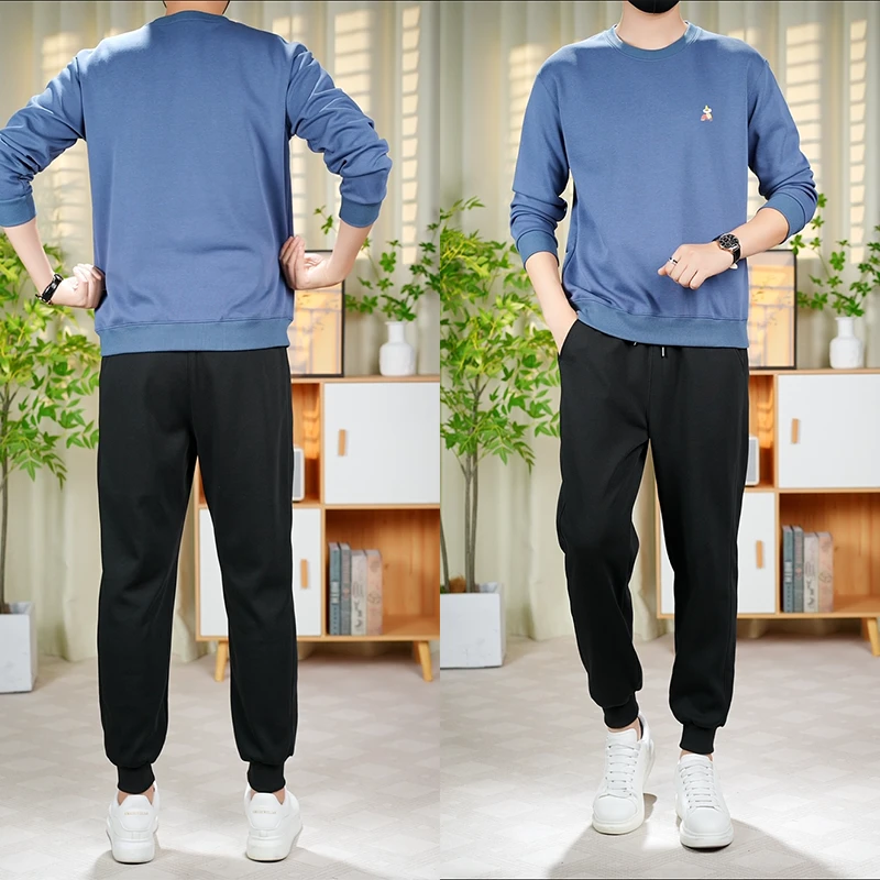 Mexican/稻草人2024春秋卫衣休闲运动简约华棉套装卫衣长袖裤子