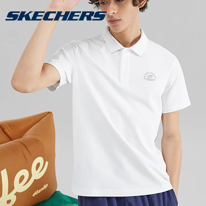 SKECHERS/斯凯奇凉感T恤夏季男子针织运动短袖透气简约休闲POLO衫