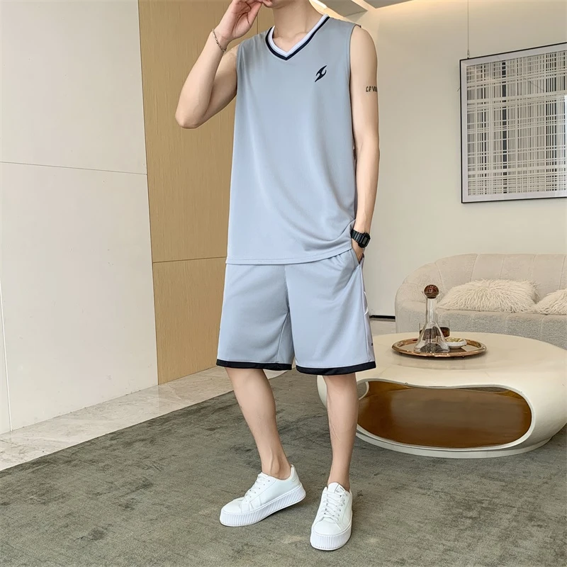 篮球服套装男款球衣定制2024新款无袖冰丝速干运动龙舟比赛队服男