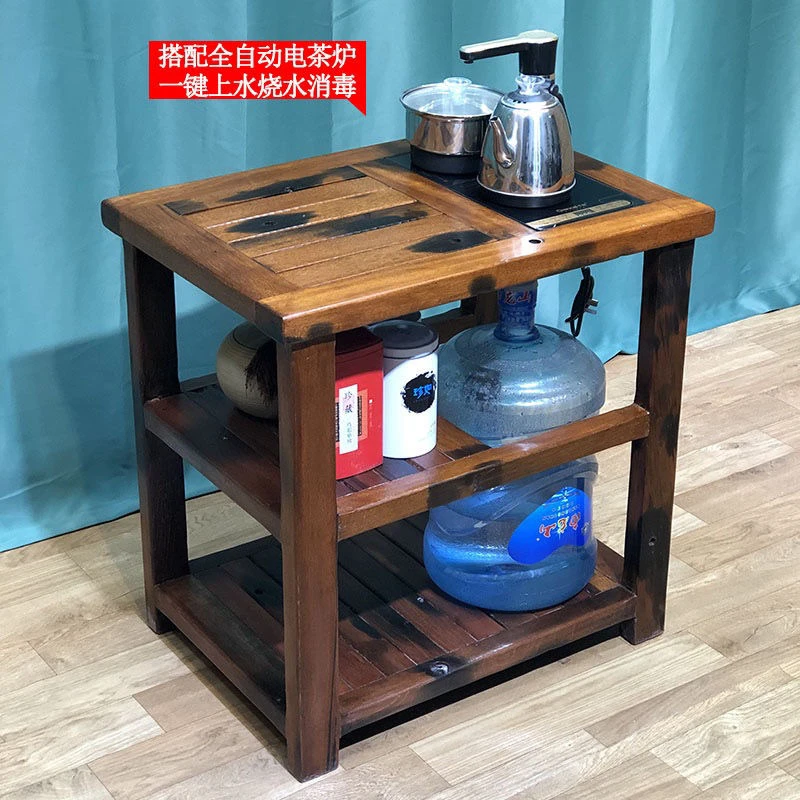 老船木茶水柜简约饮水机柜置物架桶装纯净水桶柜实木小茶柜边柜