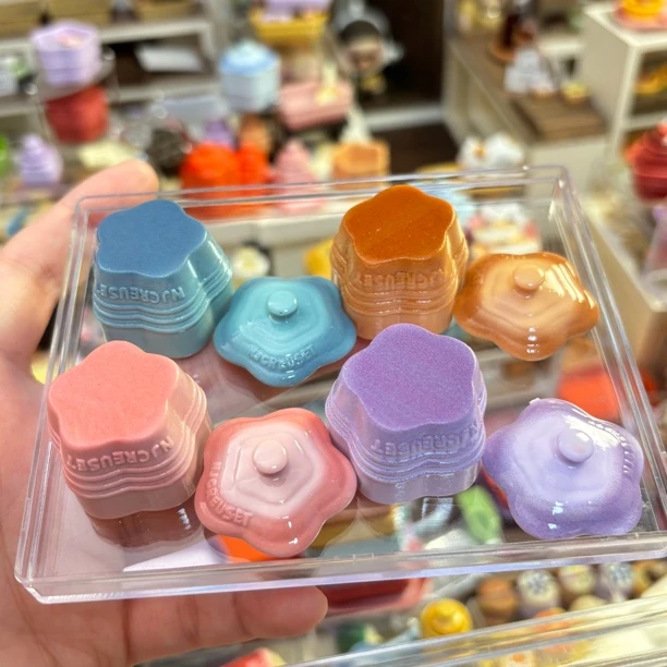 尼酱定制树脂食玩-亮面第二批四粉紫青咖珐琅花瓣锅微瑕备注减半