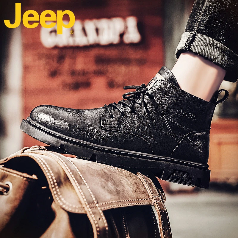 jeep吉普马丁靴男士品牌高帮鞋皮鞋男鞋秋季2025新款工装雪地靴子