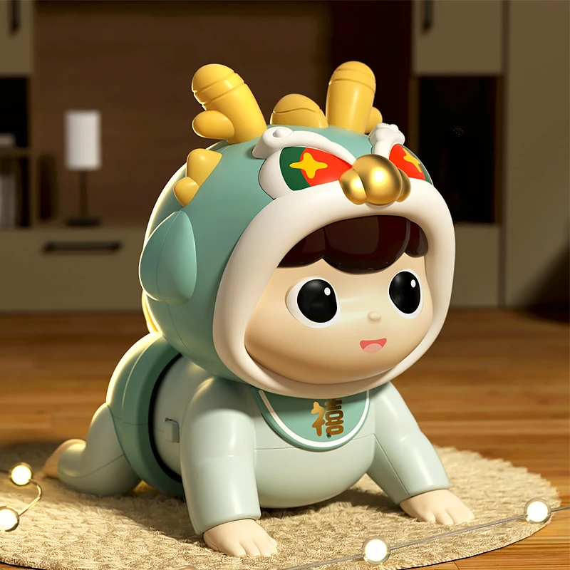 新生儿宝宝抬头训练玩具婴儿学爬引导婴幼儿电动趣味爬行娃娃追视