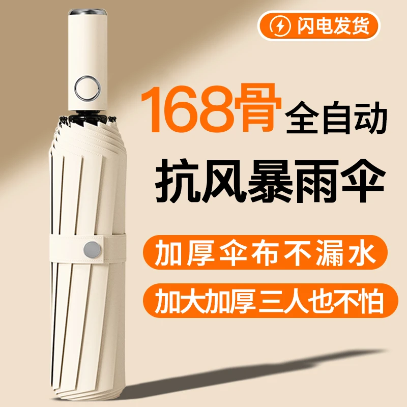 全自动168骨加大加厚加固抗风暴黑胶晴雨两用女防晒线双人晴雨伞