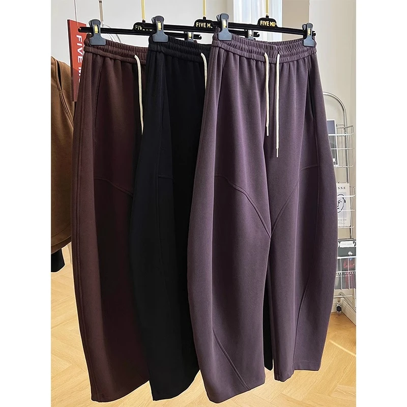 窄版镰刀阔腿裤女2025秋冬新款大码香蕉裤加绒加厚拖地休闲卫