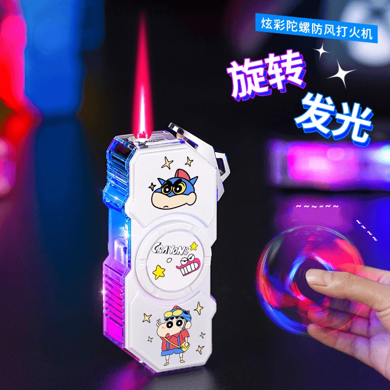 卡通麻将指尖陀螺打火机发光炫酷防风直冲蓝焰高颜值便携男女礼物