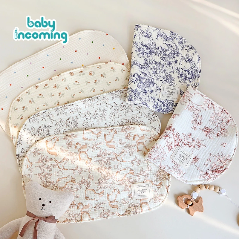 儿童绉布枕头新生儿云片枕0-6个月宝宝防吐奶婴儿a类卡通透气枕巾