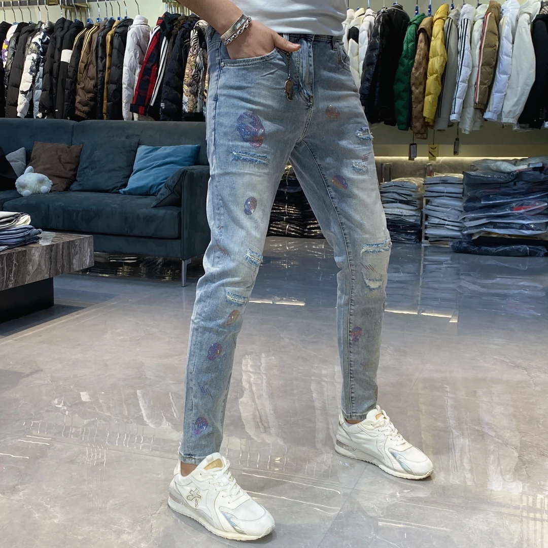 【也许家】新品春夏男士欧货修身弹力小脚牛仔裤JJ3778