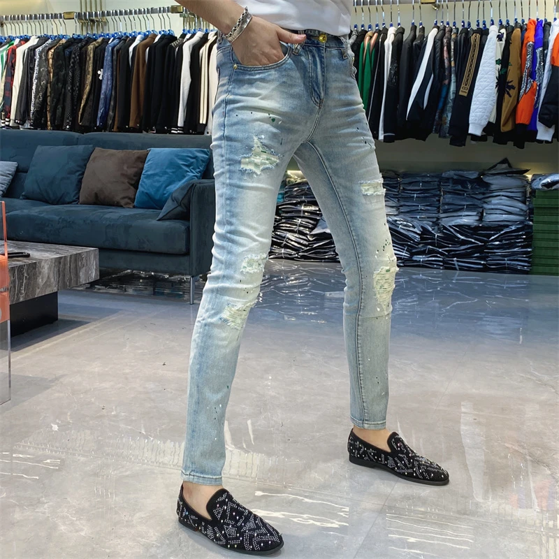 【也许家】新品男士春夏欧货修身弹力牛仔裤TH7177