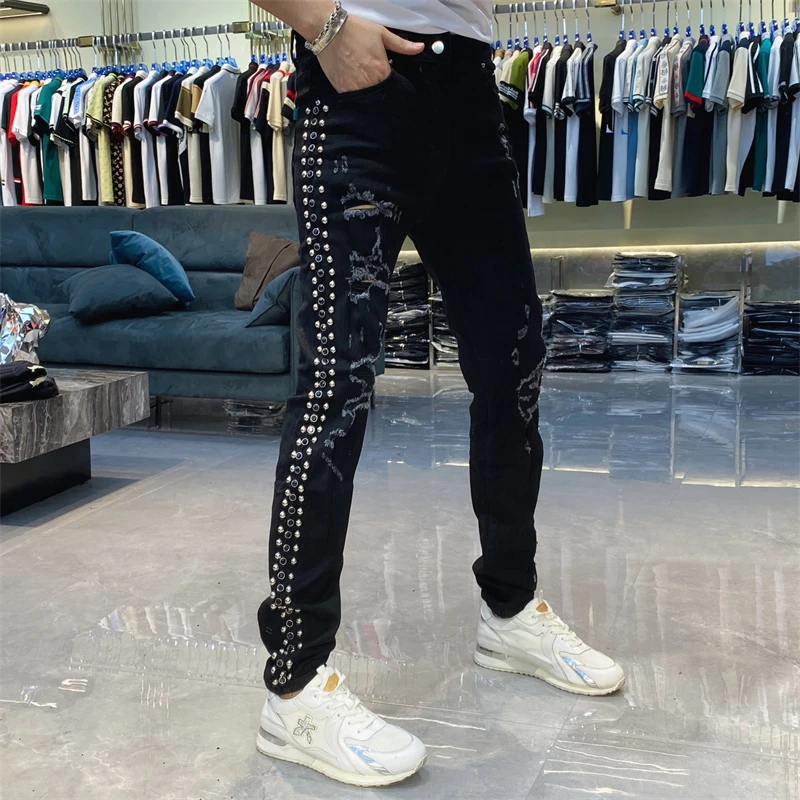 【也许家】新品男士秋冬欧货修身弹力小脚牛仔裤AA3806