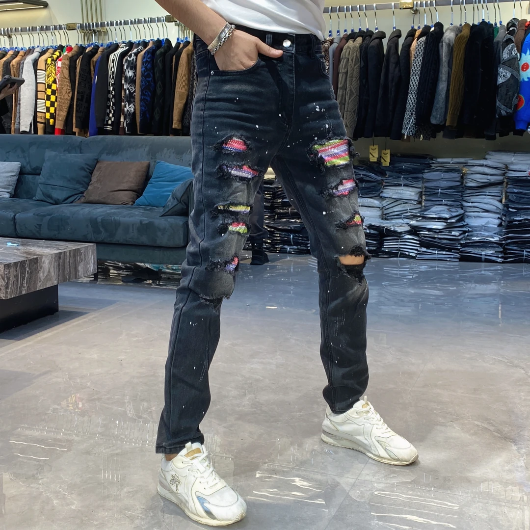 【也许家】新品欧货男士修身弹力小脚牛仔裤AA3531