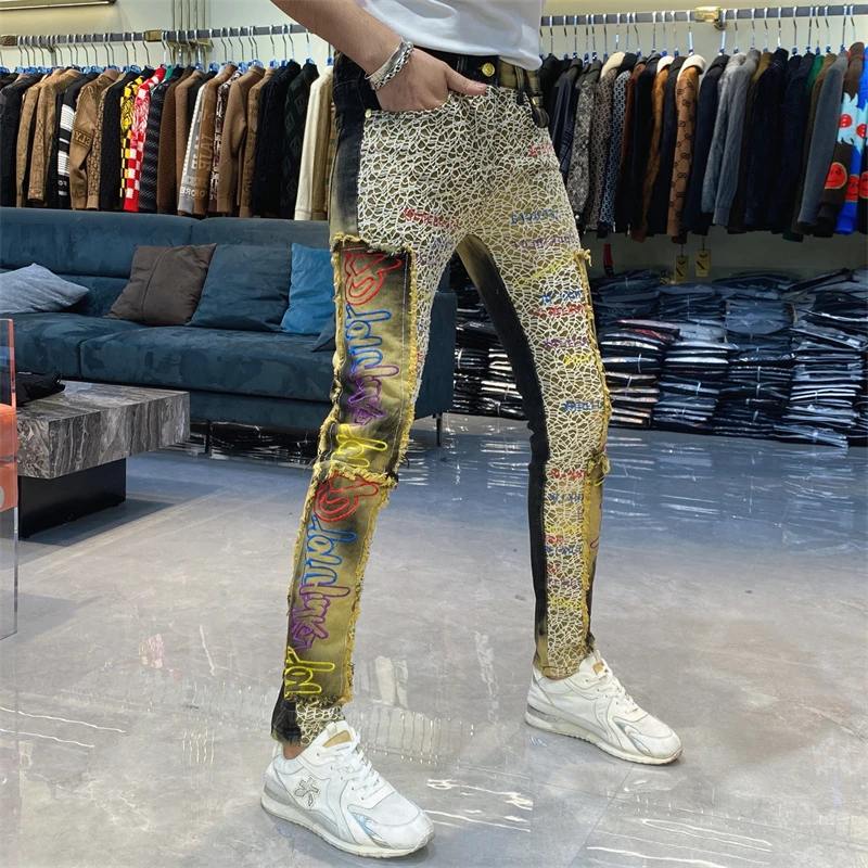 【也许家】新品早春款男士欧货修身弹力小脚牛仔裤AA3578