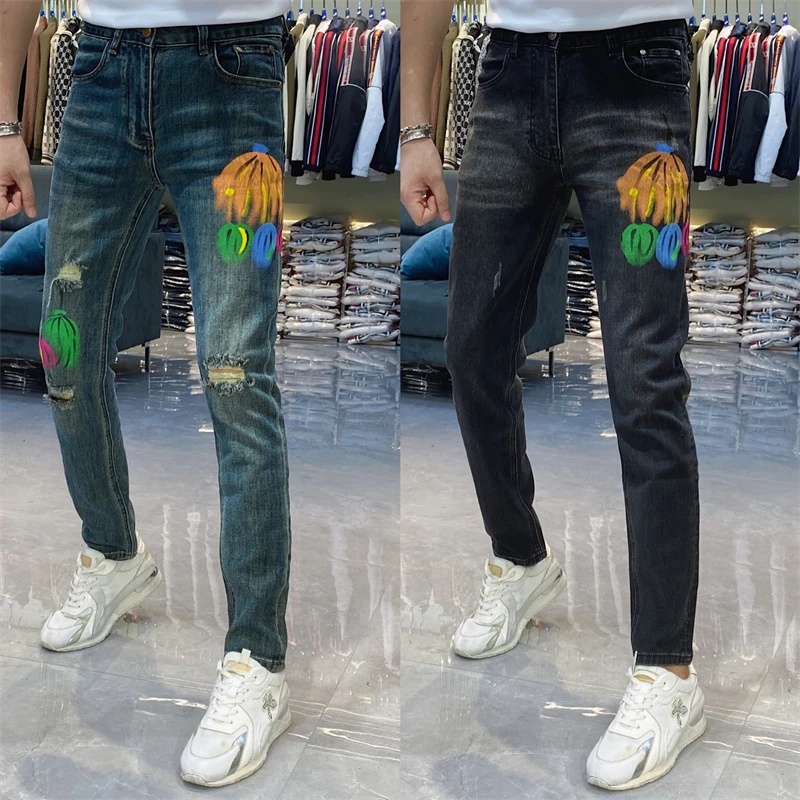 【也许家】新品秋冬男士欧货修身弹力小脚牛仔裤VV8897  VV8898