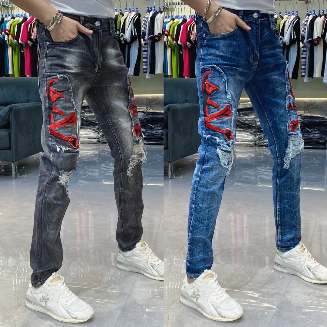 【也许家】新品早春男士欧货修身弹力小脚牛仔裤AA3781  AA3800