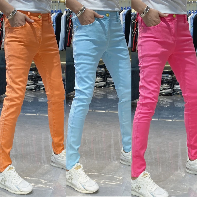 【也许家】新品夏季男士欧货修身弹力小脚牛仔裤VV8821