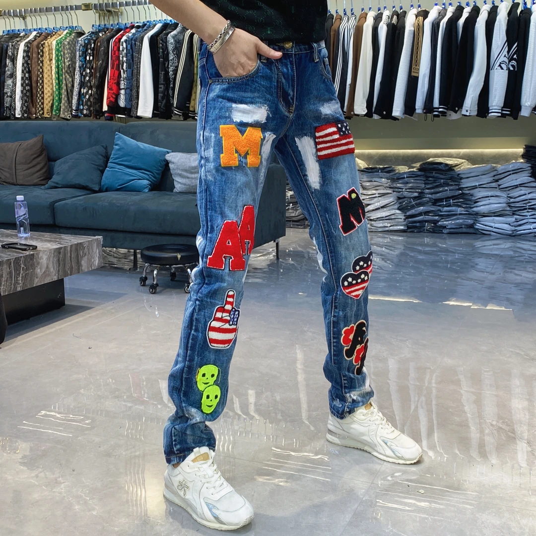 【也许家】新品秋冬男士欧货修身弹力牛仔裤AA896