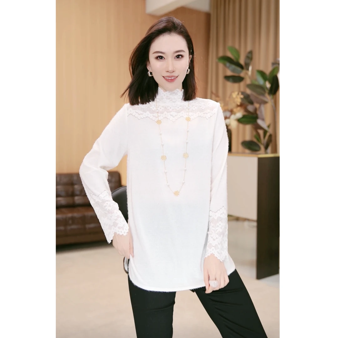 林果&季得 【兰亭序】时尚减龄气质百搭女士长袖款T恤