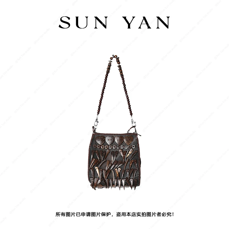 孙妍新款【摩梭流苏包】复古棕色波西米亚风民族风流苏包包斜跨包