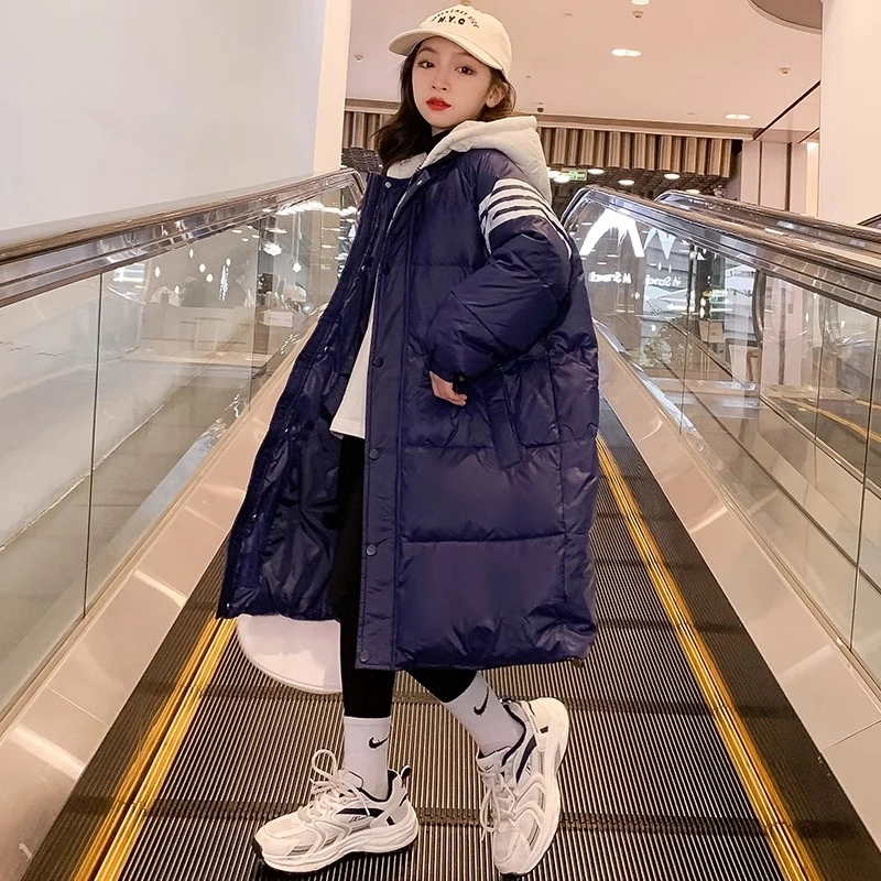 女童棉衣冬季2023新款韩版儿童网红洋气加厚长款冬装时髦外套棉服