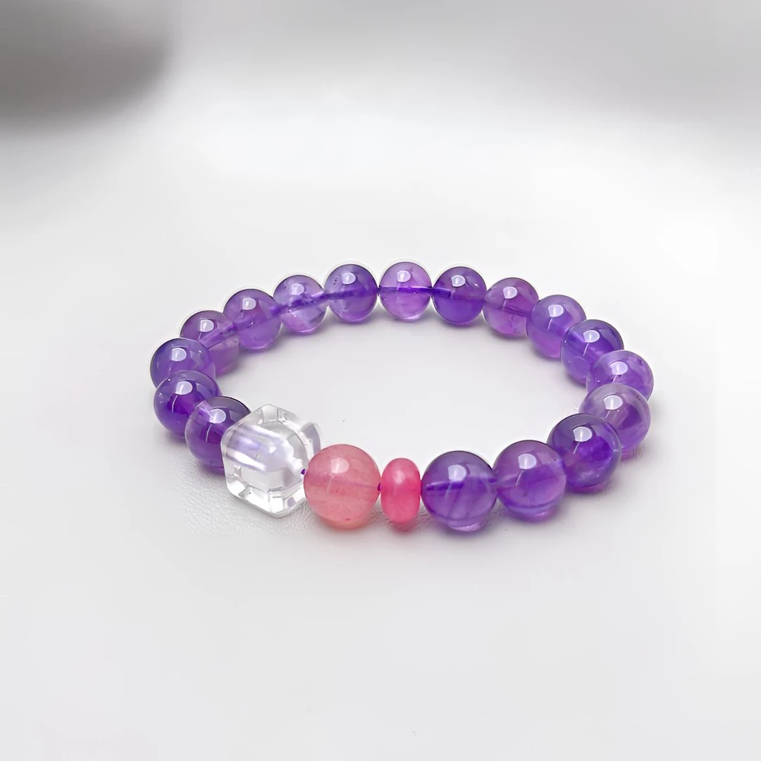 天然紫水晶单圈 女款水晶手串
