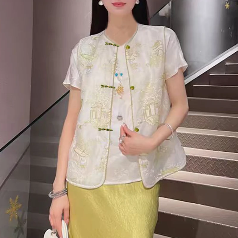 休闲刺绣马甲女气质时尚夏季返潮复古中国风提花绣花印花民族风