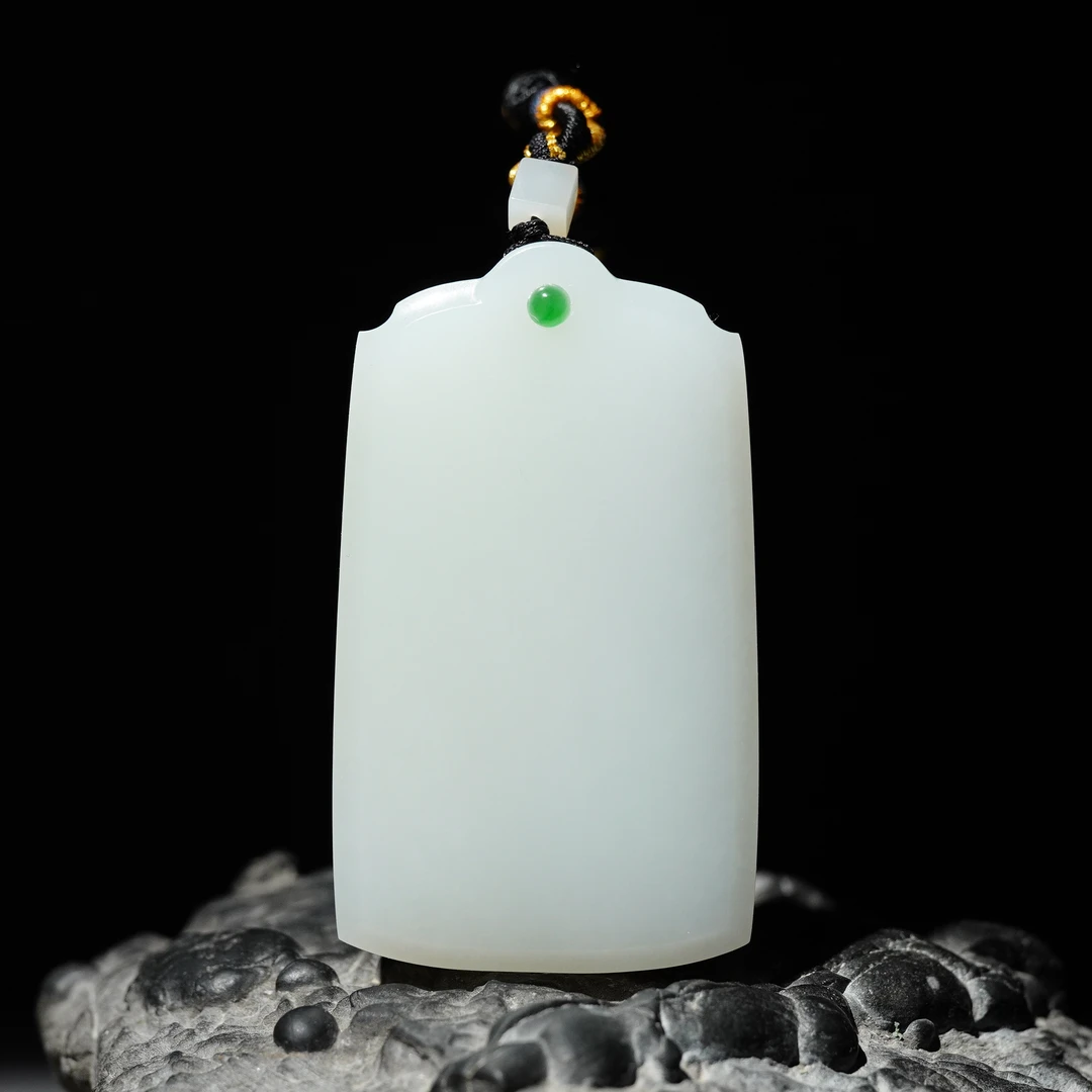 【蒋心制作】和田玉白玉平安无事牌（65000）