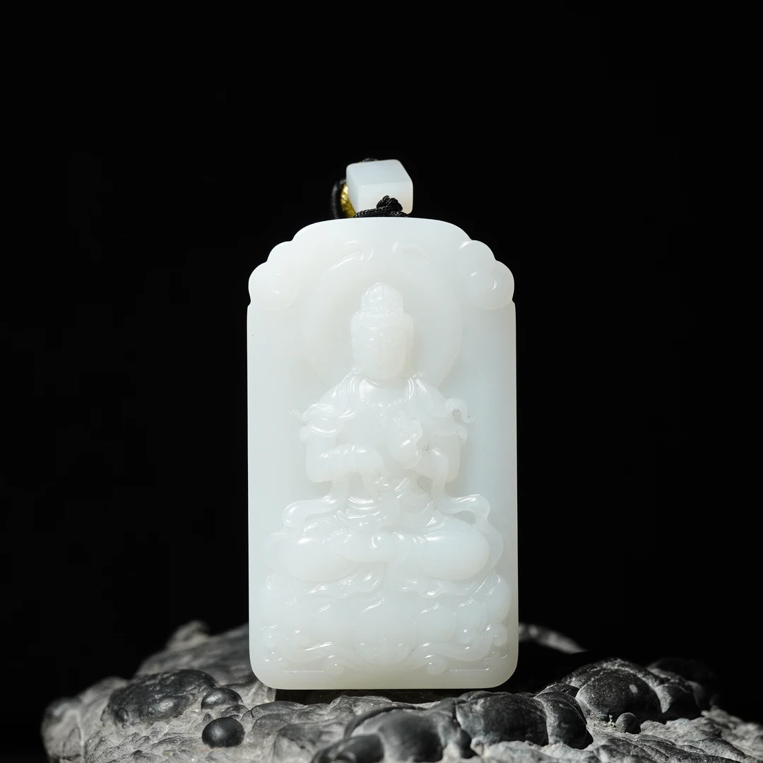 【蒋心制作】和田玉白玉观音（65000）