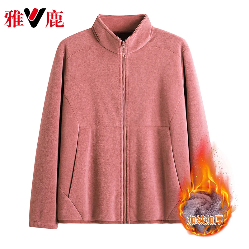 抓绒衣2024秋冬新款奥粒绒保暖加绒外套男女户外休闲运动立领夹克