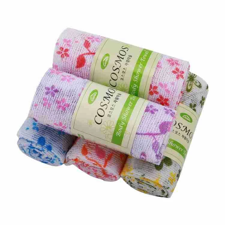 2036韩国彩色沐浴长条澡巾搓后背打浴液长拉背巾