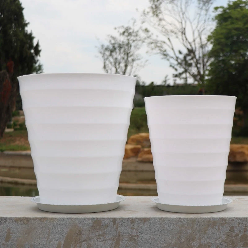 简约螺纹塑料花盆适合各种绿植各种中大型绿植盆栽美观