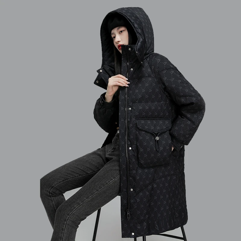 雅鹿优选冬季中长款羽绒服女2023年冬季新款加厚保暖时尚休闲外套