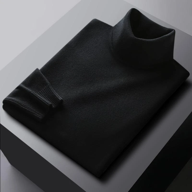 莱德的搭配 冬季高领男士毛衣修身百搭翻领纯色针织衫轻熟痞帅潮