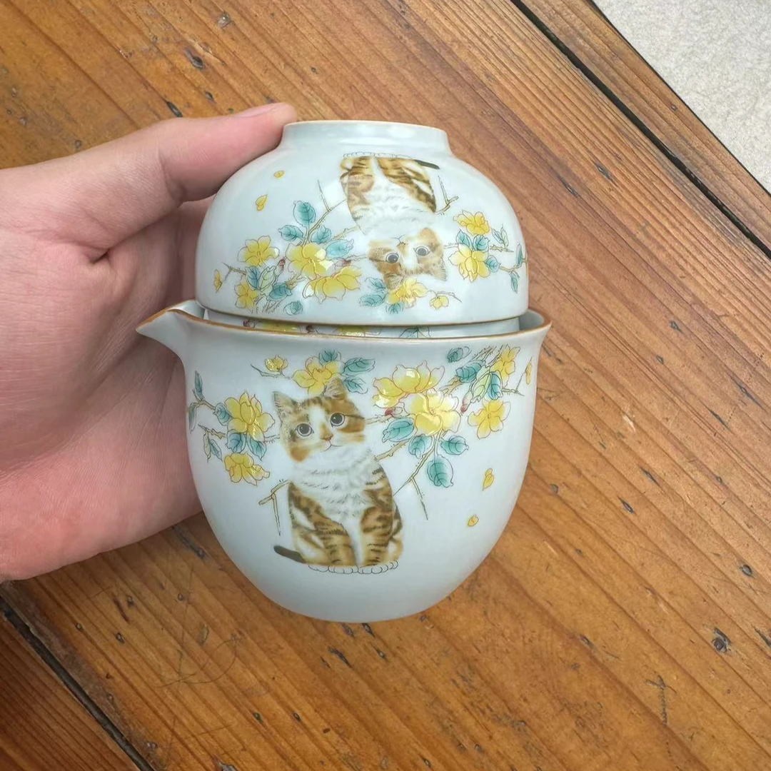 汝窑【猫咪】旅行套-一壶三杯LC