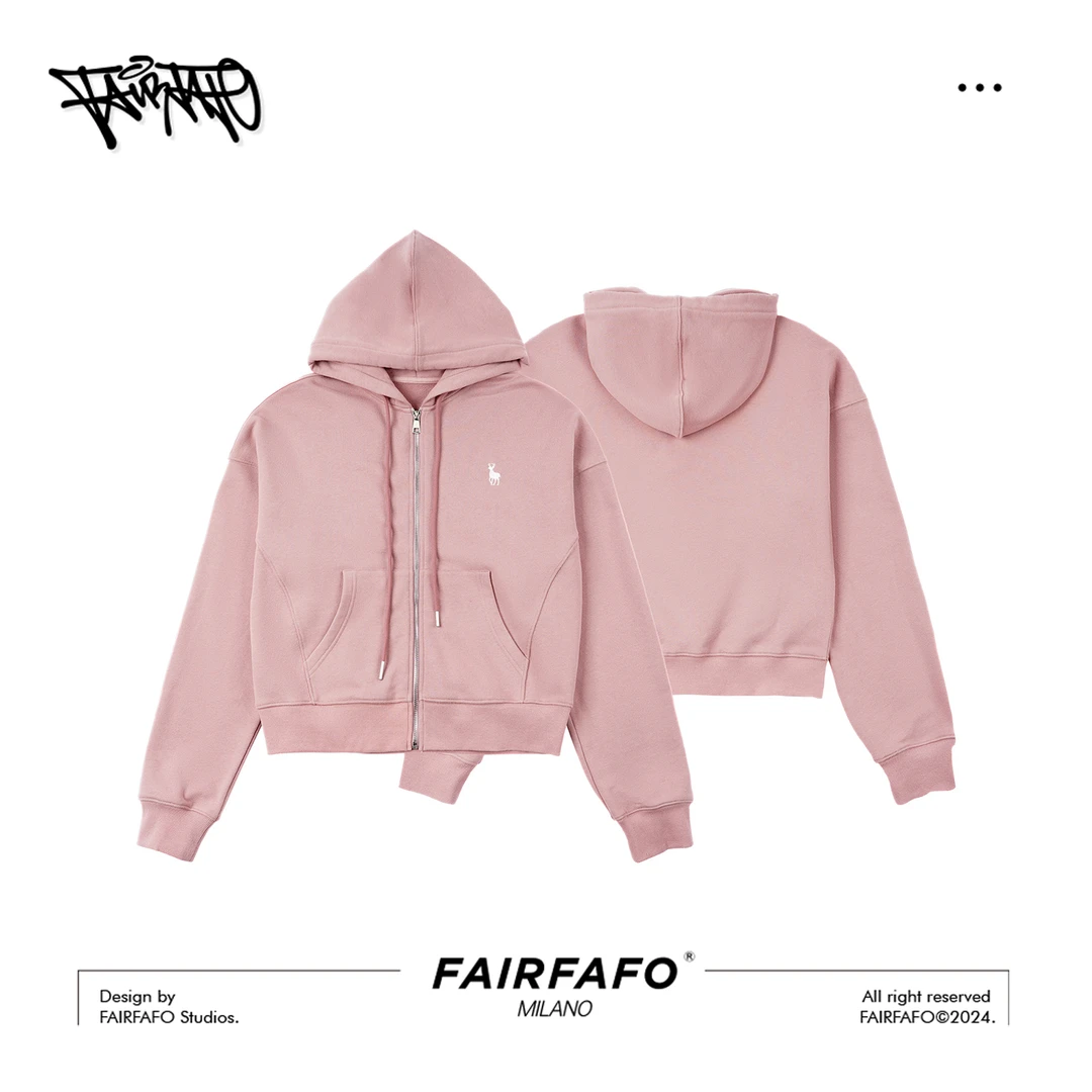 FAIRFAFO林肉肉【抓绒拉链连帽衫卫衣】长袖百搭女士潮流WYAL48211