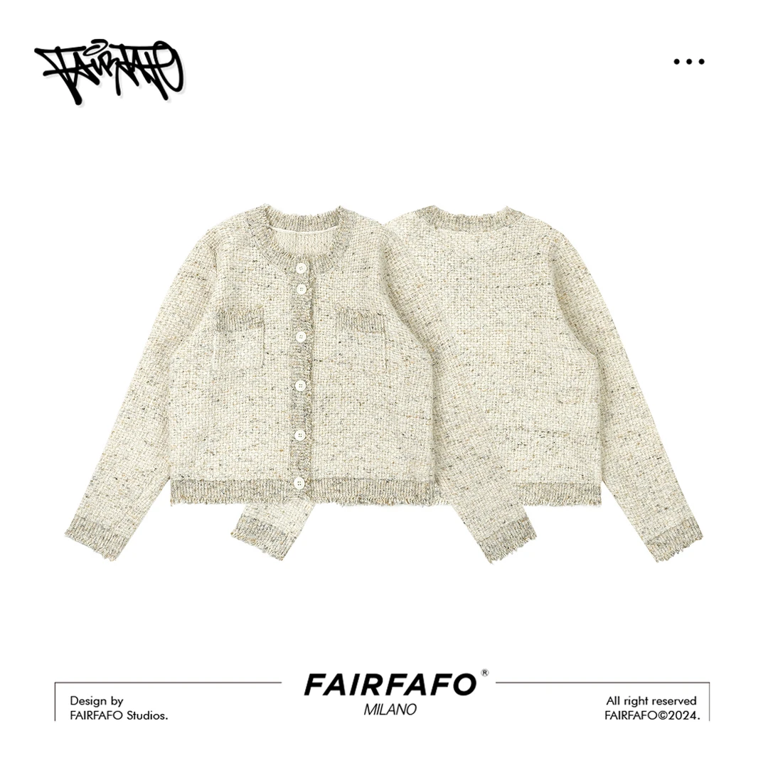 FAIRFAFO林肉肉【精致小香毛衣开衫】HY24MY622长毛衣开衫蕾丝碎花