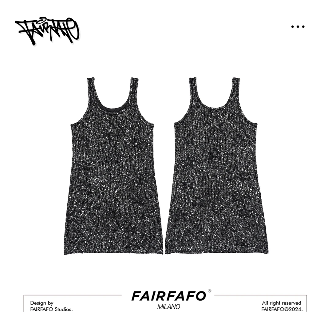 FAIRFAFO林肉肉【珠片背心连衣裙】碎花显瘦针织时尚夏季MK24MY004