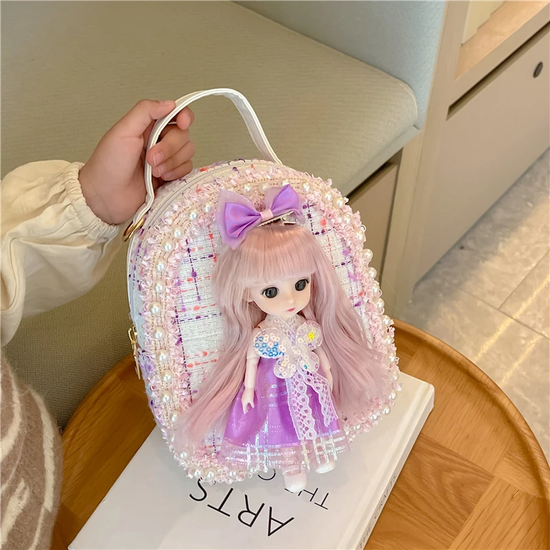 儿童珍珠迷你小包包女孩单肩包包芭比娃娃斜挎包双肩包零钱包包