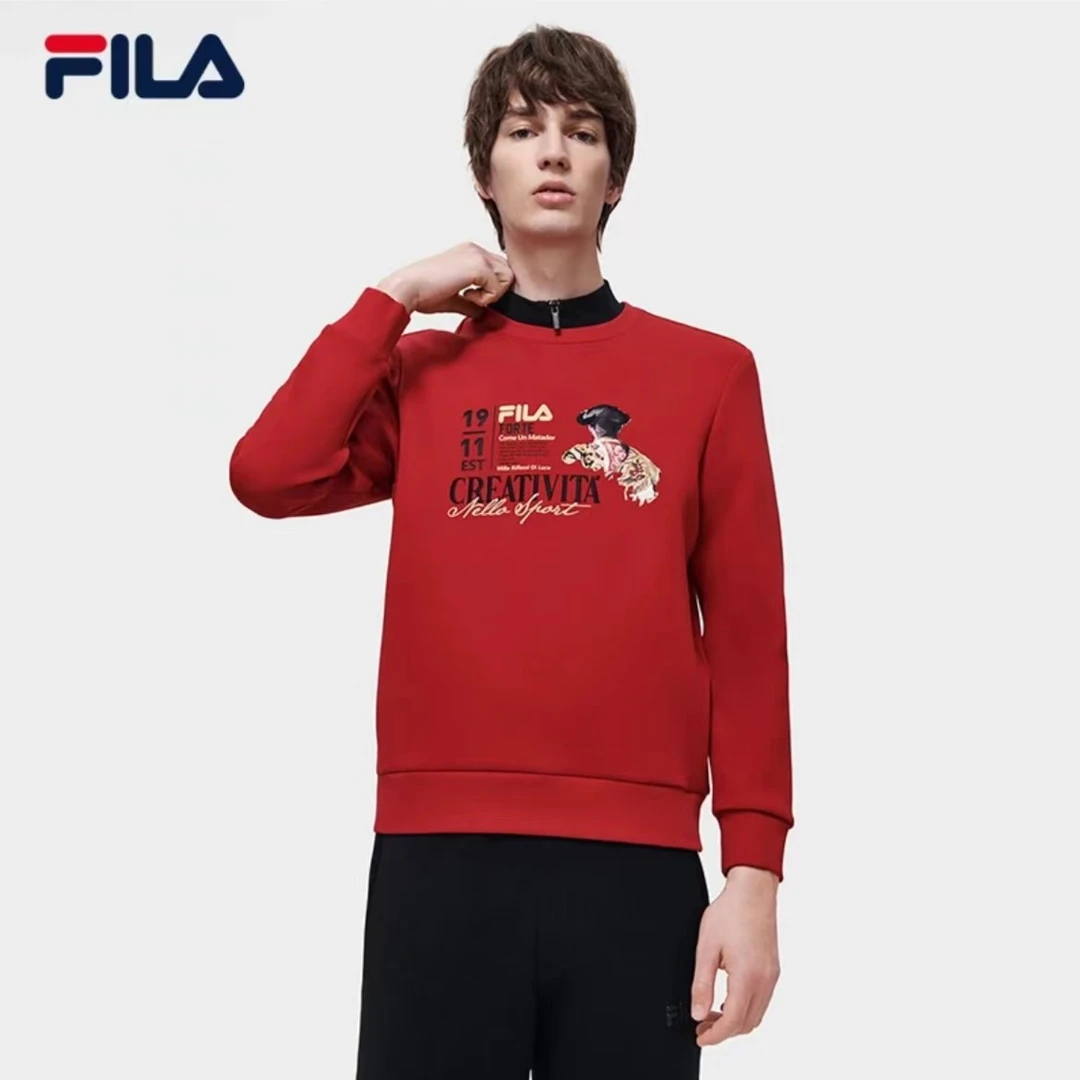 FILA/斐乐【液氨舒适易打理】时尚舒适印花圆领卫衣F11M318202F