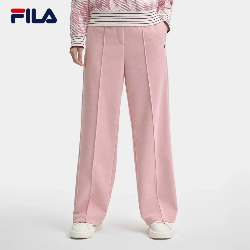 /斐乐女士针织长裤24冬季时尚休闲简约宽松阔腿裤F11W443602