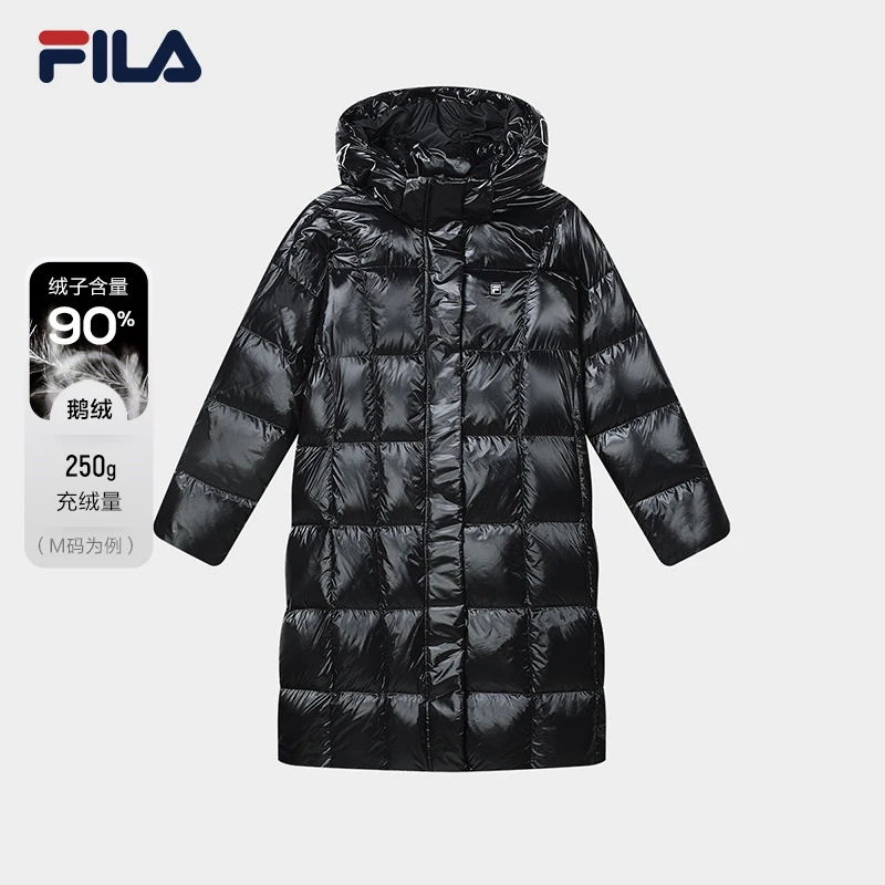 Fila斐乐女子冬季新款鹅绒舒适保暖运动长款羽绒服F11W344924F
