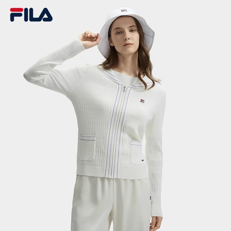 FILA/斐乐女款杨幂同款早秋新款时尚简约亲肤编织外套F11W431410F