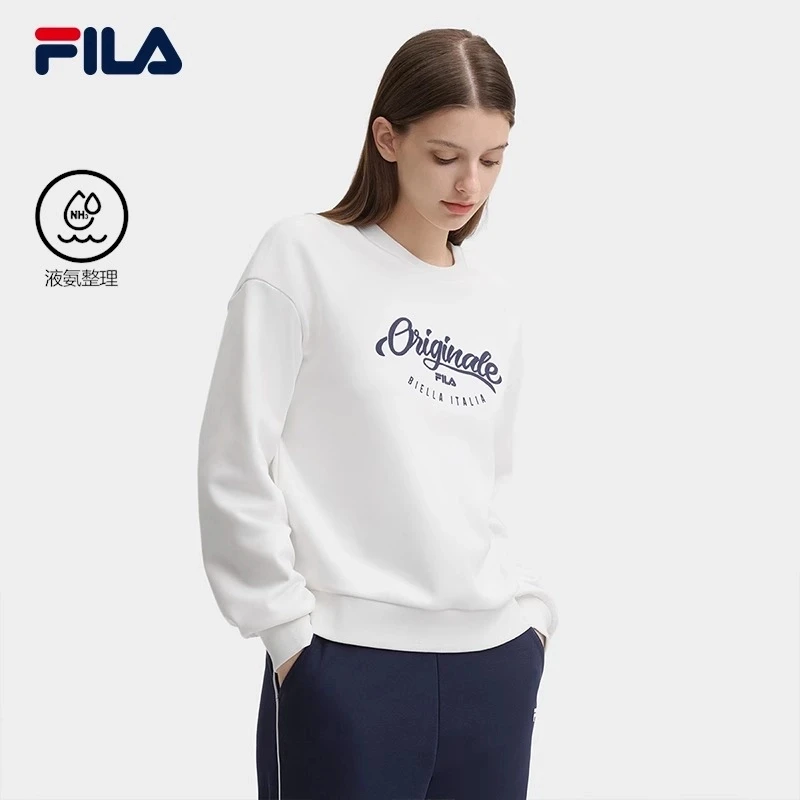 FILA斐乐女子加绒卫衣24冬新款休闲舒适保暖针织上衣F11W449212F