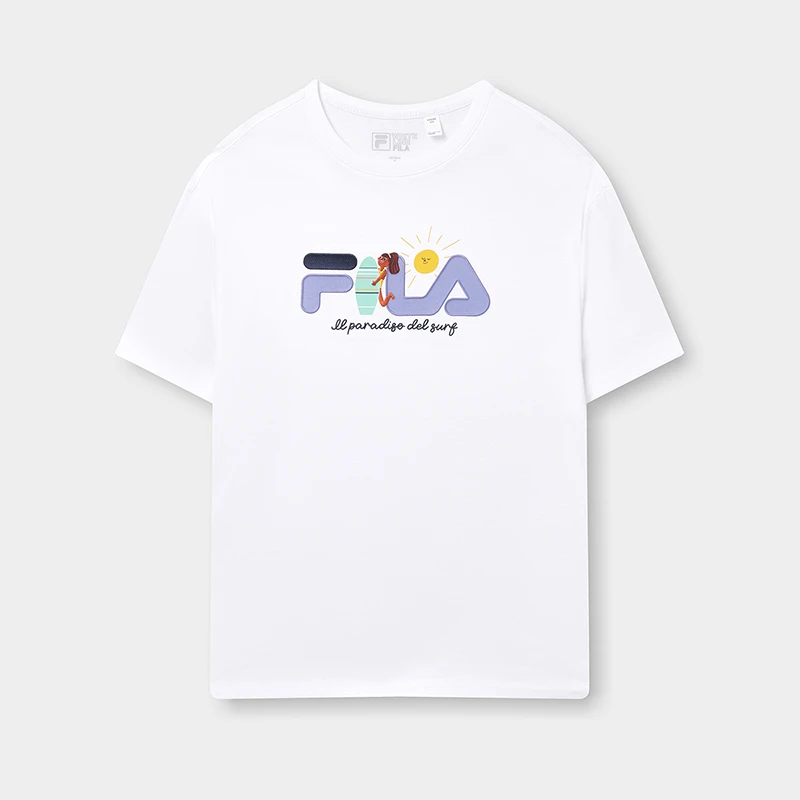 Fila/斐乐2024春夏新款上衣女子时尚休闲印花短袖T裇F51W429105A