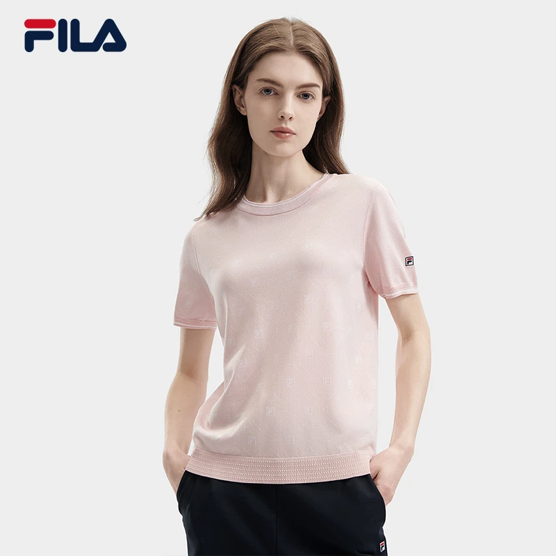Fila/斐乐女士编织衫夏季时尚休闲优雅舒适圆领短袖F11W421407F