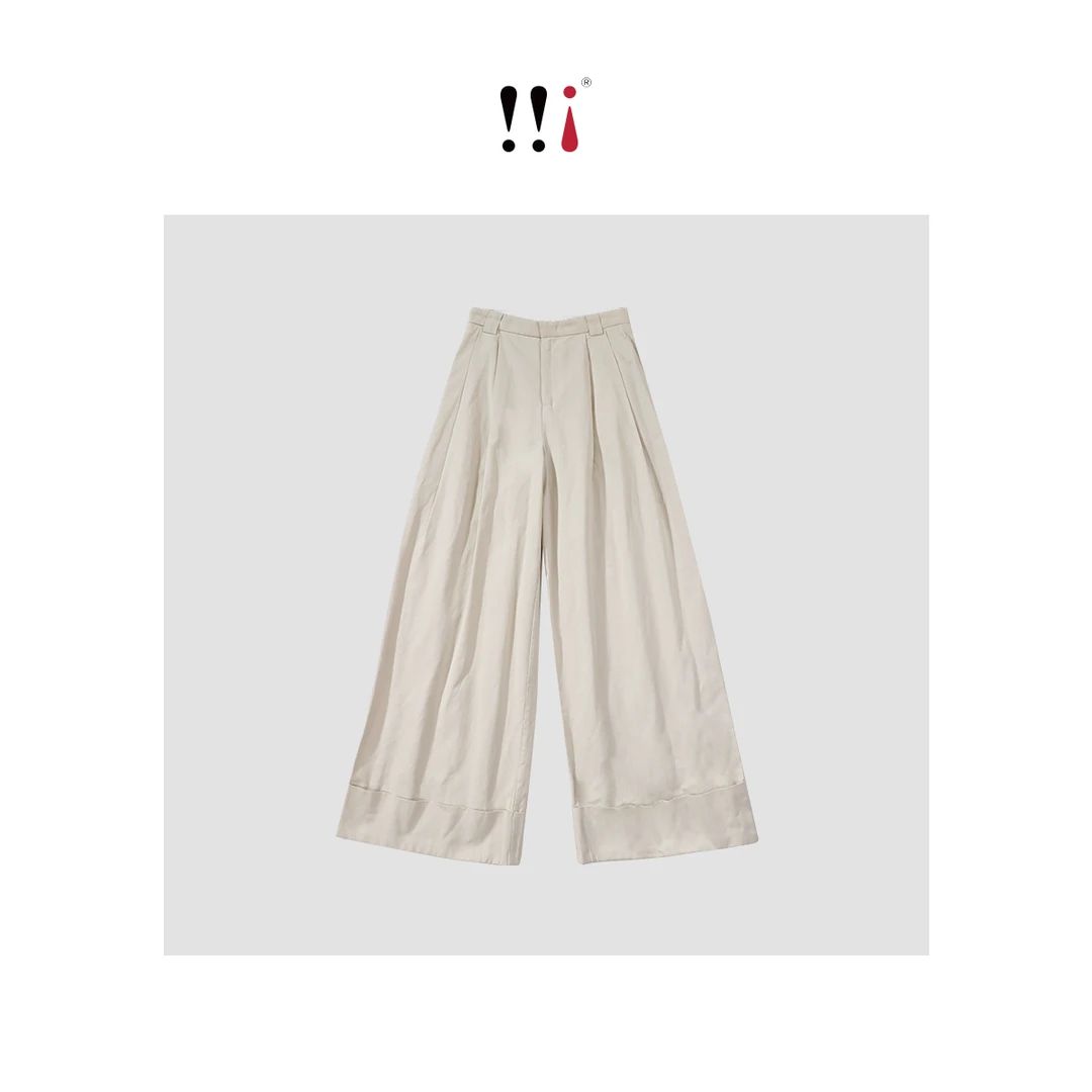 【心心家】2024秋冬 显瘦慵懒休闲 宽耳仔翻褶脚口阔腿裤 J1088Q