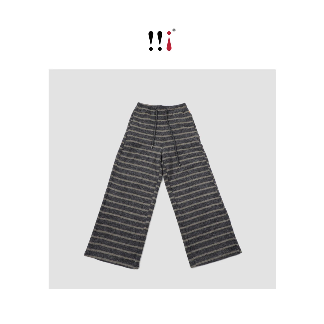 【心心家】（糯糯裤）秋冬新款 条纹阔腿裤垂感宽松休闲毛巾长裤 8101