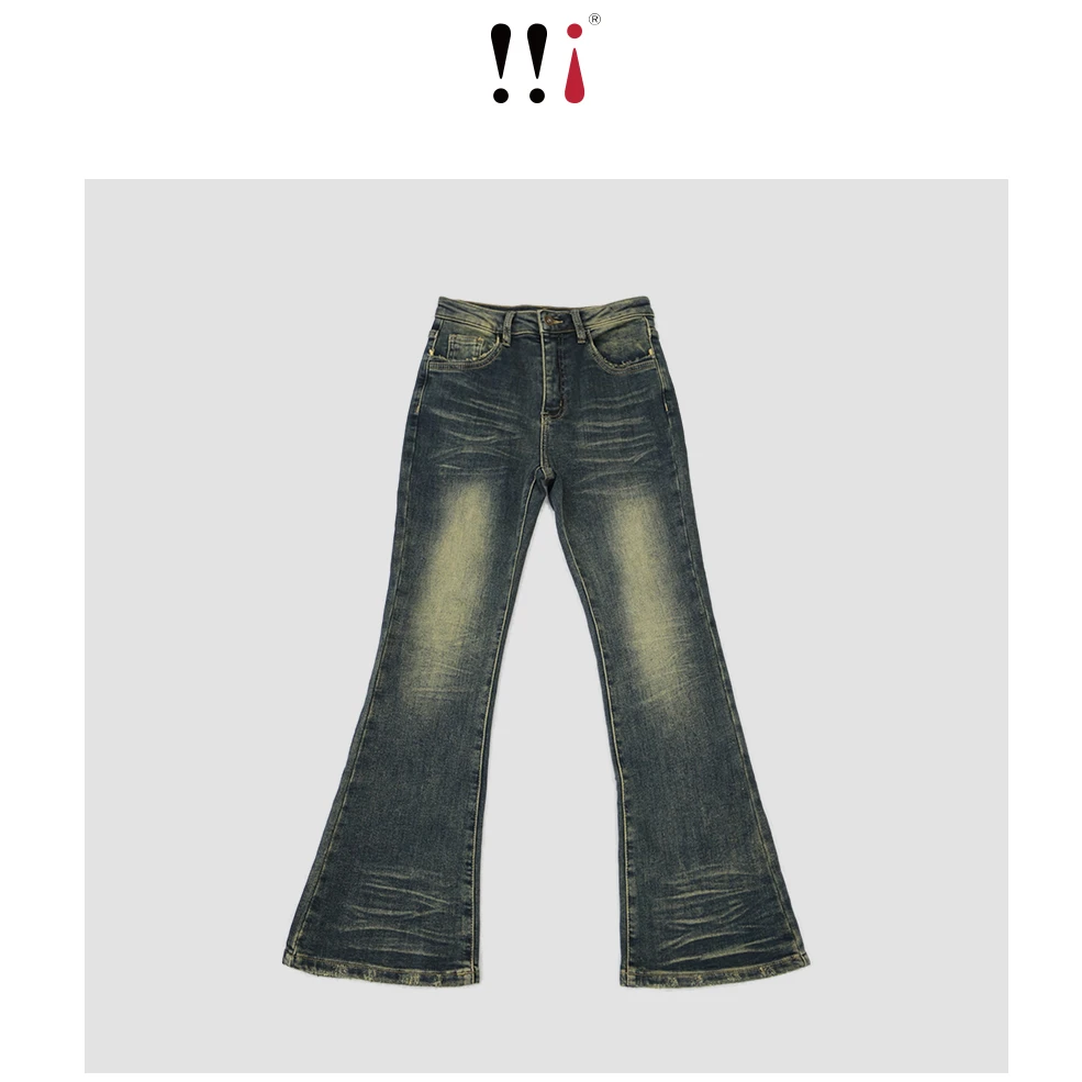 【心心家】复古水洗 微喇牛仔裤磨毛女士时尚B2C9110K