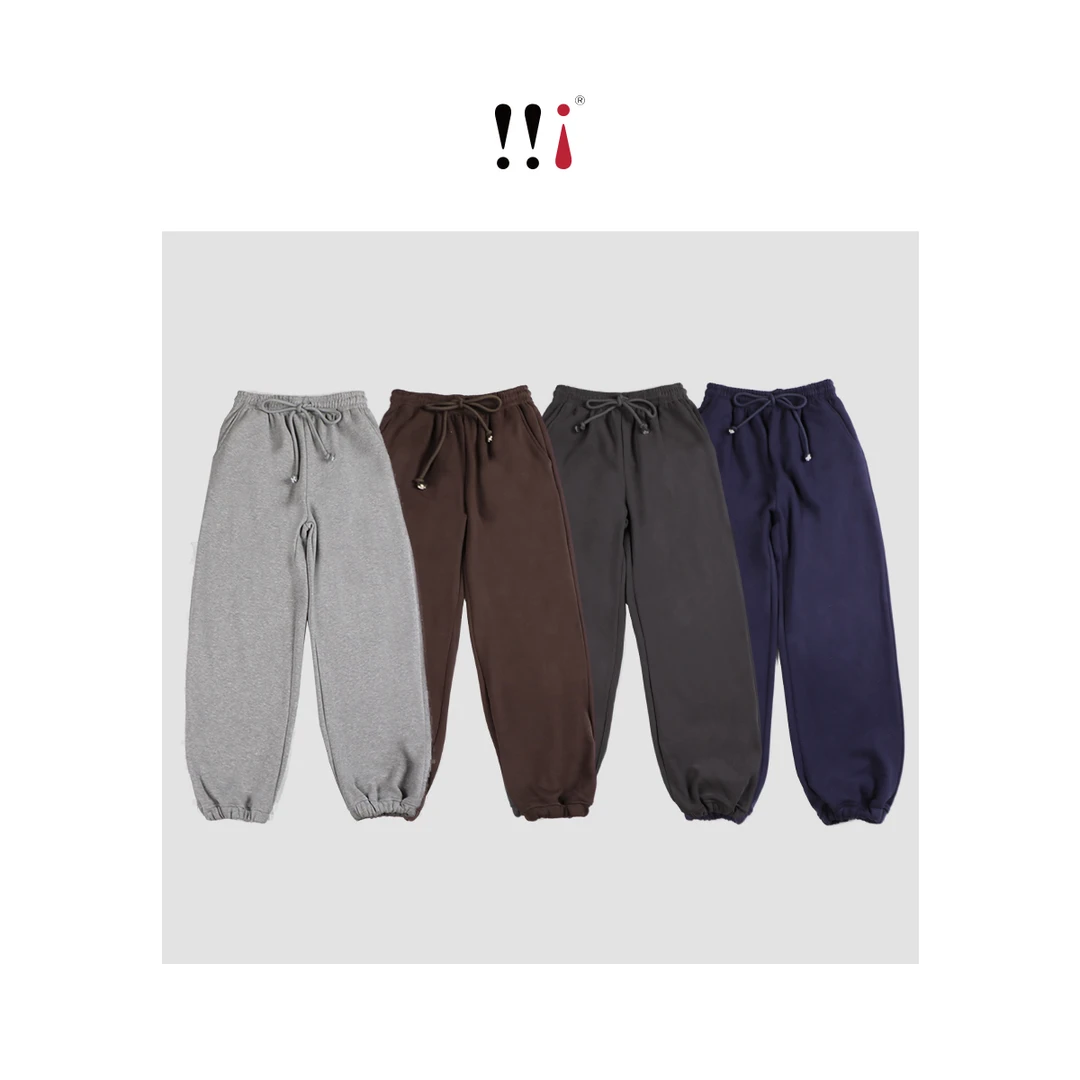 【心心家】2024秋冬美式复古运动纯色加绒加厚 休闲风收脚卫裤 8801