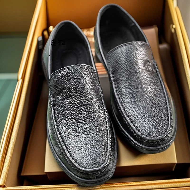 男士真皮软底头层牛皮皮鞋透气防滑耐磨休闲一脚蹬爸爸鞋